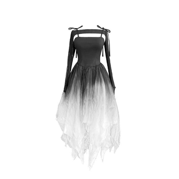 XIOMARA TULLE SLIP DRESS 9.0 BLACK/WHITE