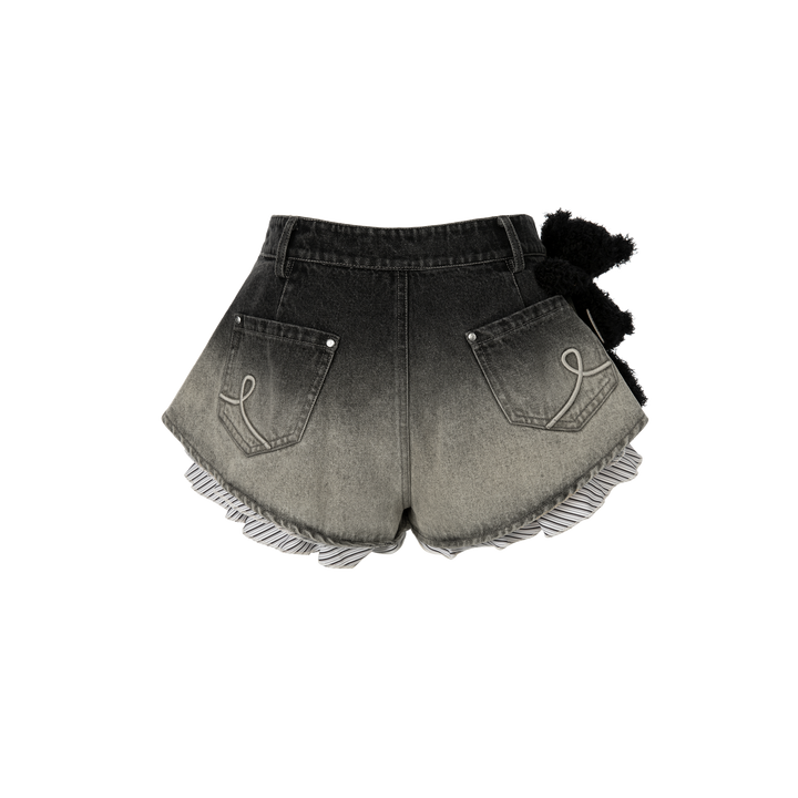 13De Marzo FRAYED HEM DISTRESSED DENIM SHORTS