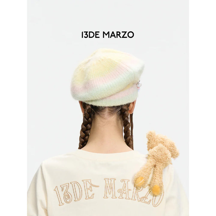 13De Marzo LOGO PENDENT MOHAIR BERET