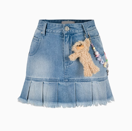 LOGO BEAD CHAIN DENIM SKIRT