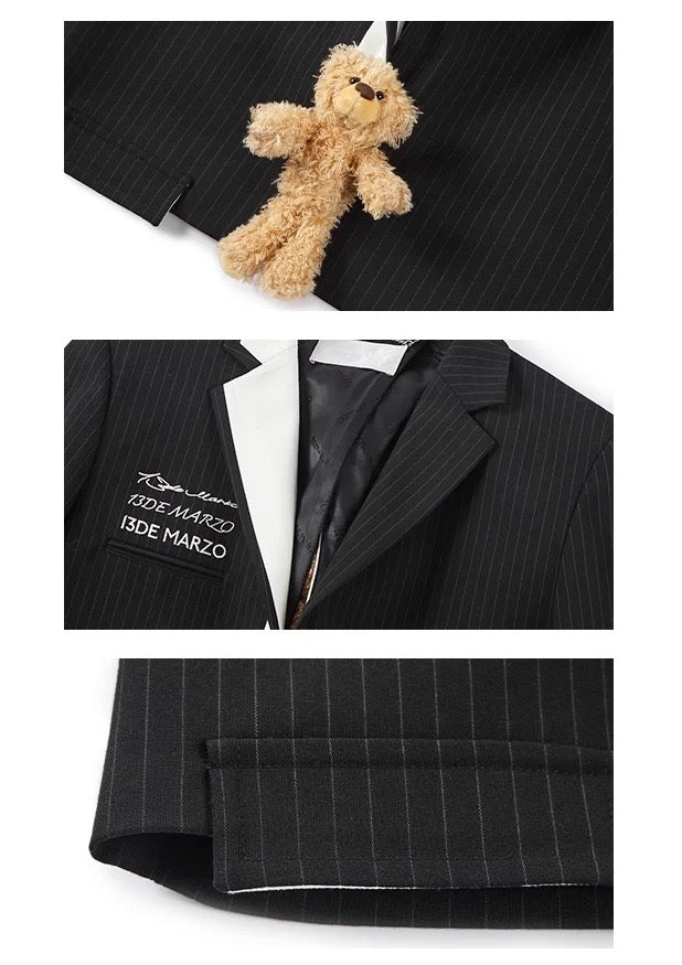 13De Marzo MINI BEARS BACK SPLIT SHORT SUIT JACKET