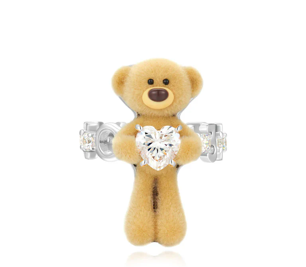 BEAR HUG HEART RING