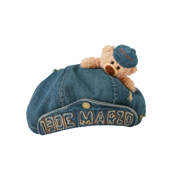 DENIM CUFFED BERET HAT