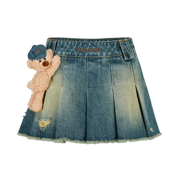 DENIM FRAYED SKORT