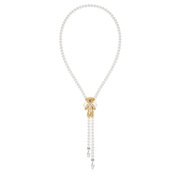 BEAR PEARL BOW NECKLACE