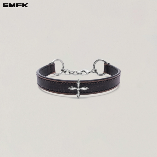 COMPASS RIVET PATINA LEATHER CHOCKER/M WILD BLACK PATINA