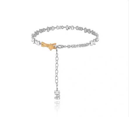 BEAR LOGO ZIRCON CLAVICLE CHAIN