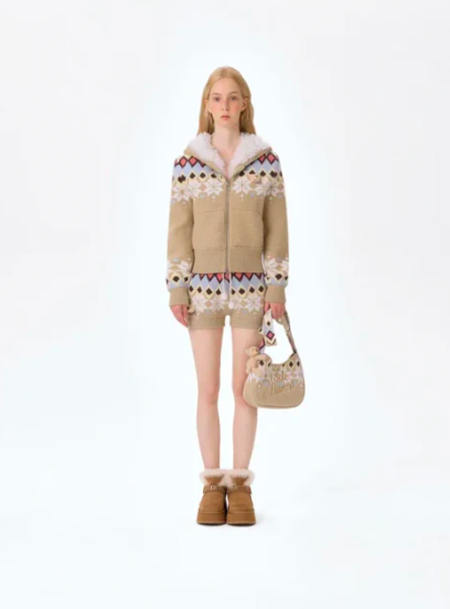 FAIR ISLE BEAR KNIT SHORT CARDIGAN