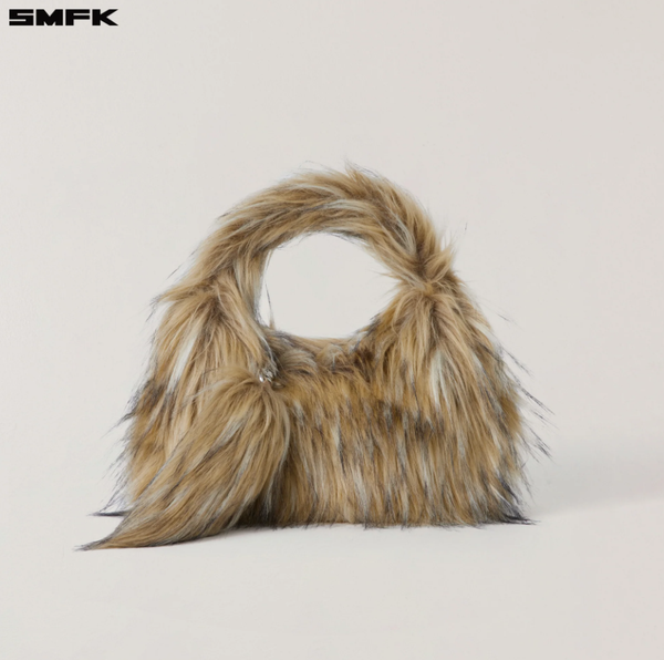 COMPASS COBBLE FURRY BAG/SMALL WOLF BROWN