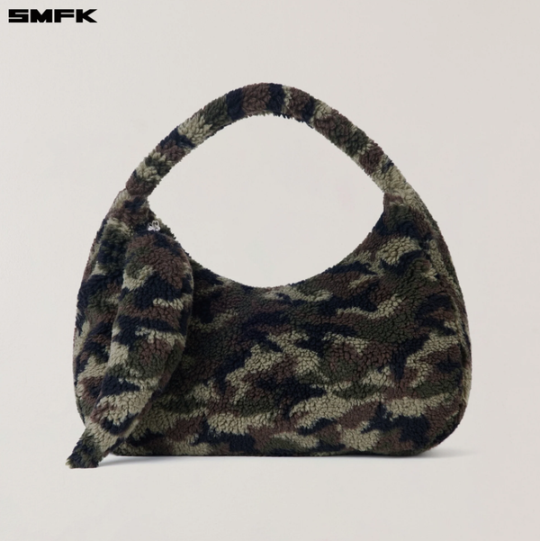 COMPASS COBBLE WOOL JACQUARD CAMO FURRY BAG/LARGE ARMY GREEN CAMOUFLAGE