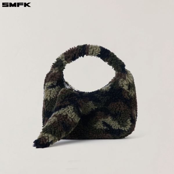 COMPASS COBBLE WOOL JACQUARD CAMO FURRY BAG/SMALL ARMY GREEN CAMOUFLAGE
