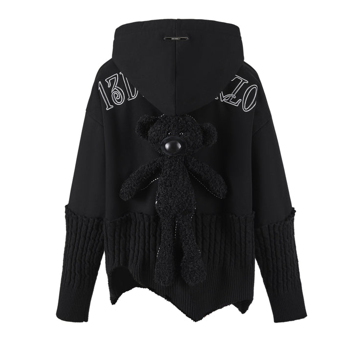 13De Marzo BEAR KNIT PATCH HOODIE SWEATER