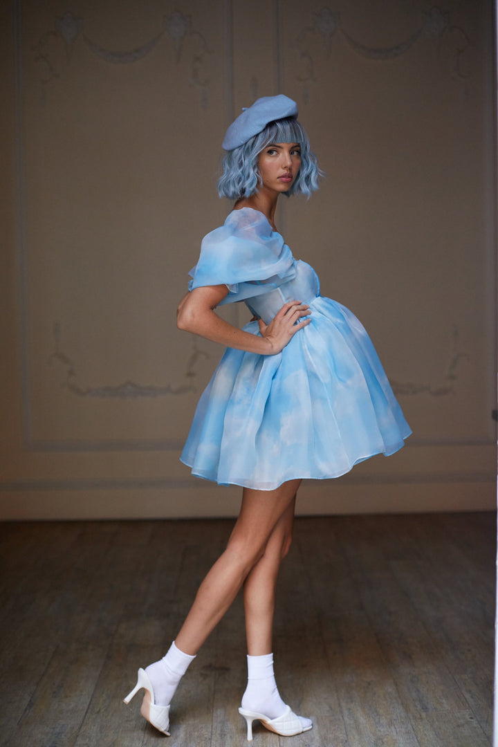 Selkie THE PUFF DRESS/BLUE/HEAD IN CLOUDS