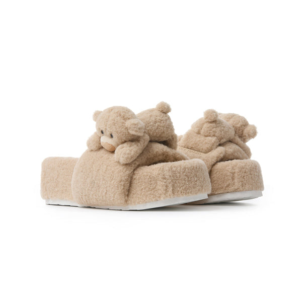 BEAR FLIP-TOP FUR SLIPPERS
