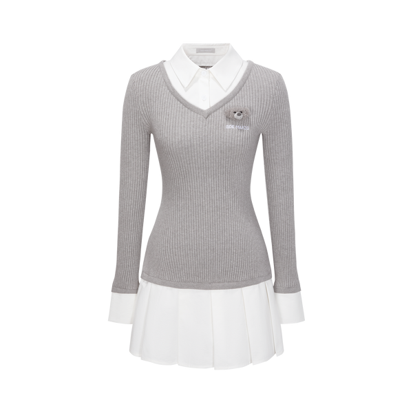 FAUX TWO PIECE SWEATER DRESS