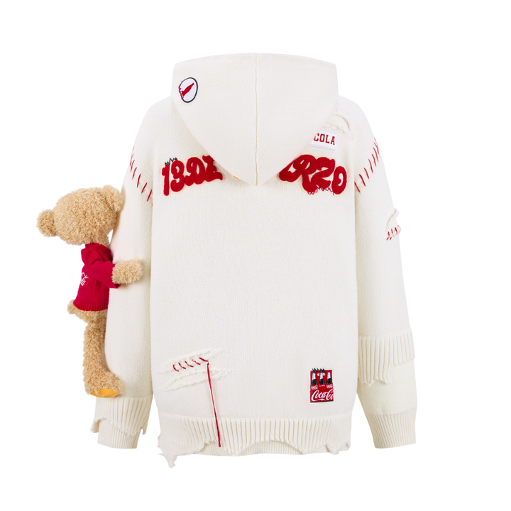 13De Marzo COCA-COLA BEAR BROKEN KNIT HOODIE