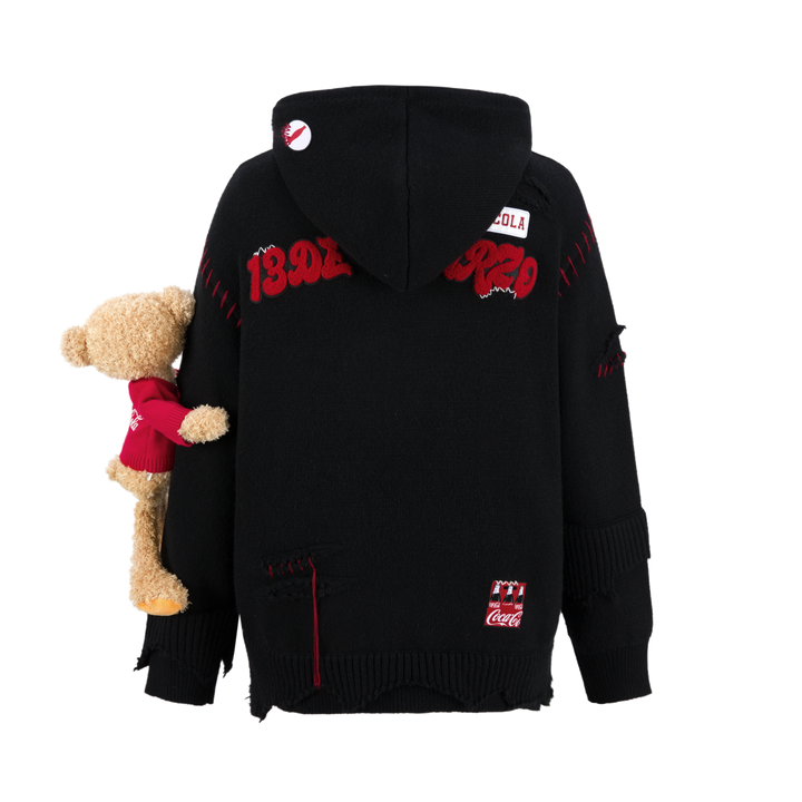 13De Marzo COCA-COLA BEAR BROKEN KNIT HOODIE