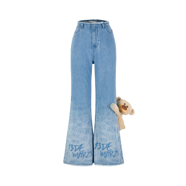 BEAR GRADIENT LOGO FLARE JEANS