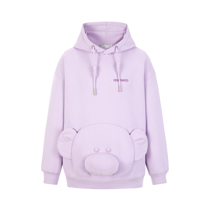 13De Marzo BEAR EMBOSSMENT POCKET HOODIE