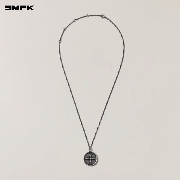 COMPASS ORIGINAL COIN METAL NECKLACE ANTIQUE SILVER