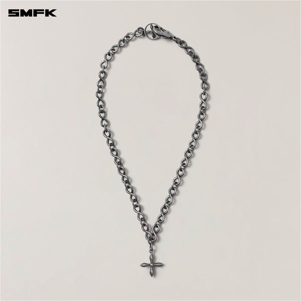 COMPASS INFINITE LOOP METAL NECKLACE ANTIQUE SILVER