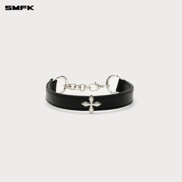 COMPASS RIVET CROSS RIVET LEATHER HIGH COLLAR CHOKER