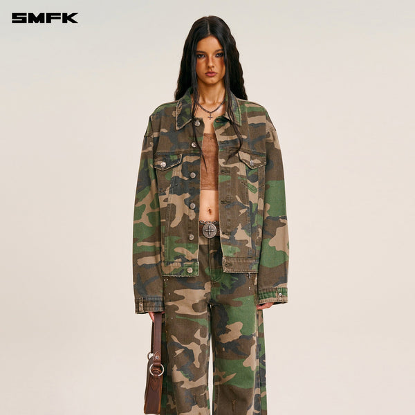 COMPASS MODE CAMO DENIM JACKET ARMY GREEN CAMOUFLAGE