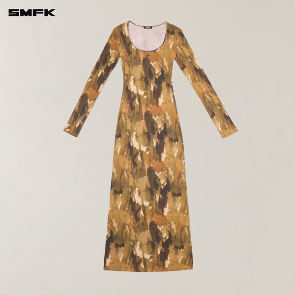 VINTAGE HURRICANE SILK FADE BODY DRESS CHINESE INK CAMOUFLAGE