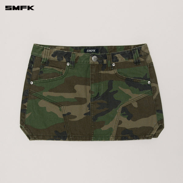 COMPASS WILD ORIGIN DENIM SKIRT ARMY GREEN CAMOUFLAGE