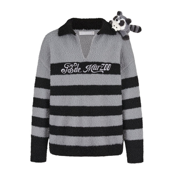RACCOON BEAR STRIPED SWEATER
