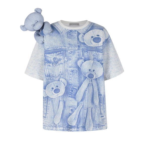 13De Marzo BEAR DENIM PRINTTING T-SHIRT