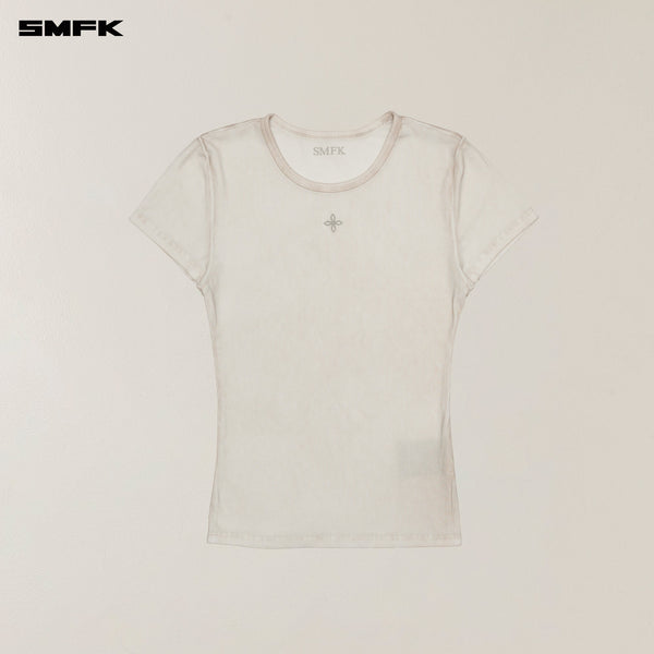 VINTAGE STORM FADE DYE SILK SPORTS TEE WHITE MIST