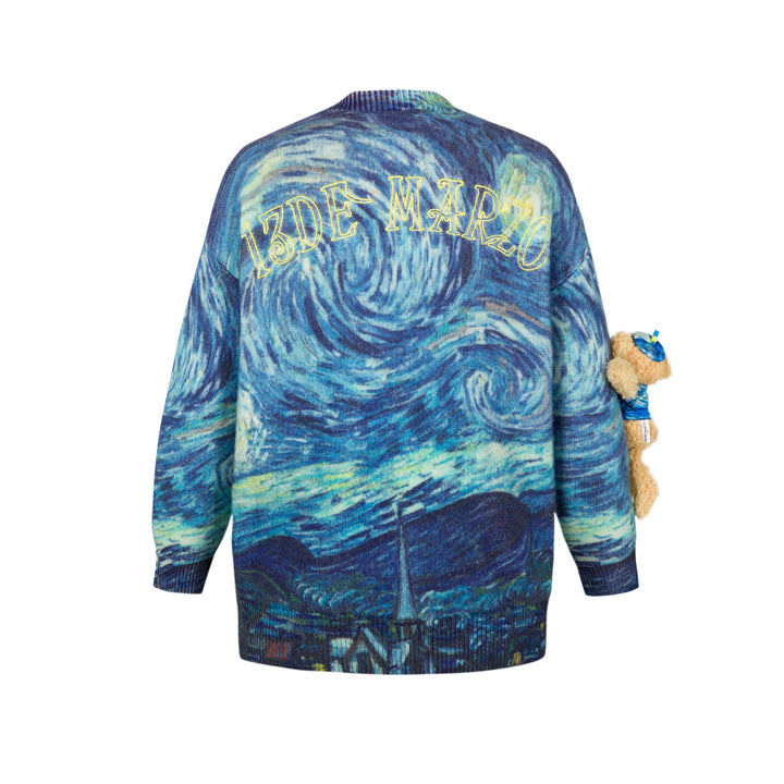 13De Marzo VAN GOGH MASTERPIECE KNIT CARDIGAN