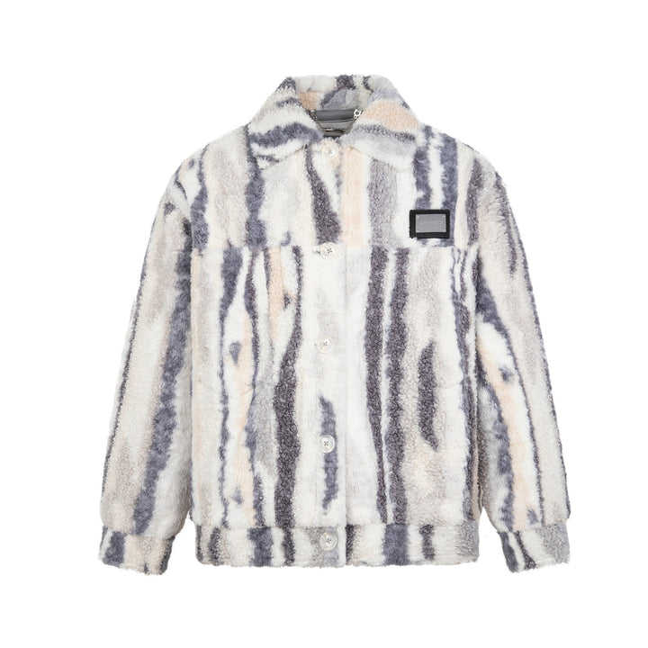 13De Marzo BEAR STRIPE FLEECE COAT