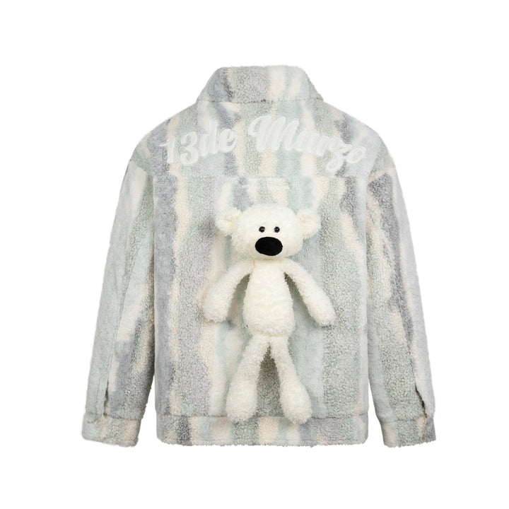 13De Marzo BEAR STRIPE FLEECE COAT