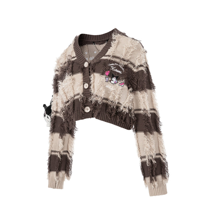 13De Marzo KUROMI BEAR STRIPE KNIT CARDIGAN