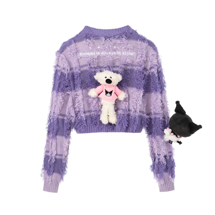 13De Marzo KUROMI BEAR STRIPE KNIT CARDIGAN