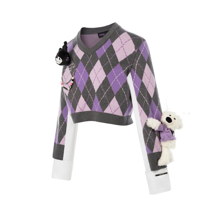 13De Marzo KUROMI BEAR DIMOND CHECK SWEATER