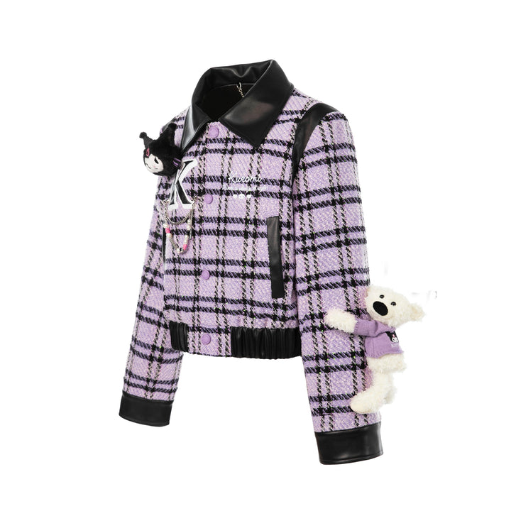 13De Marzo KUROMI BEAR PLAID SHORT JACKET