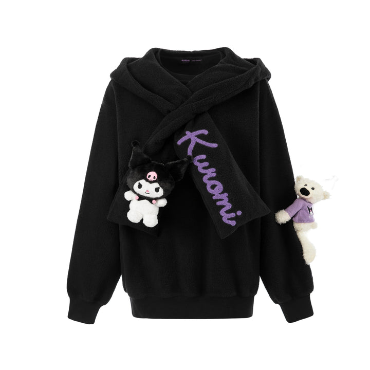 13De Marzo KUROMI BEAR SCARF FLEECE HOODIE