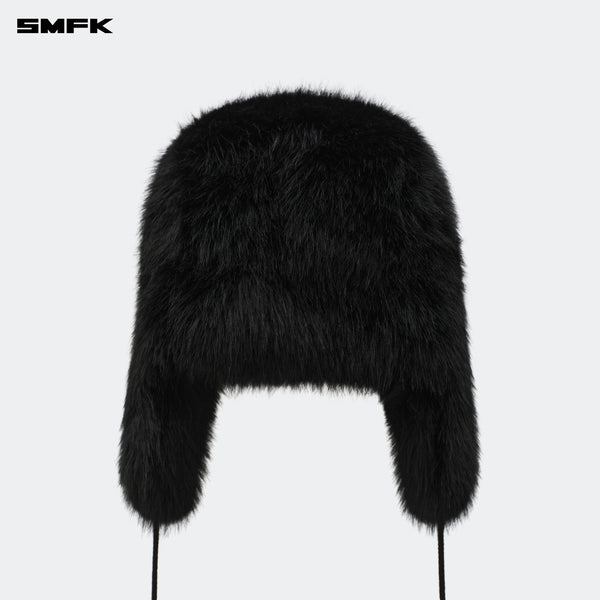 COMPASS SNOWMAN FAUX FUR HAT IN BLACK