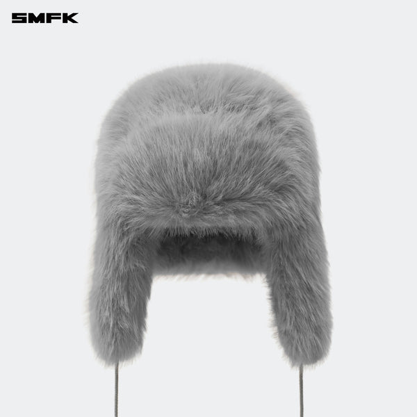 COMPASS SNOWMAN FAUX FUR HAT IN GRAY