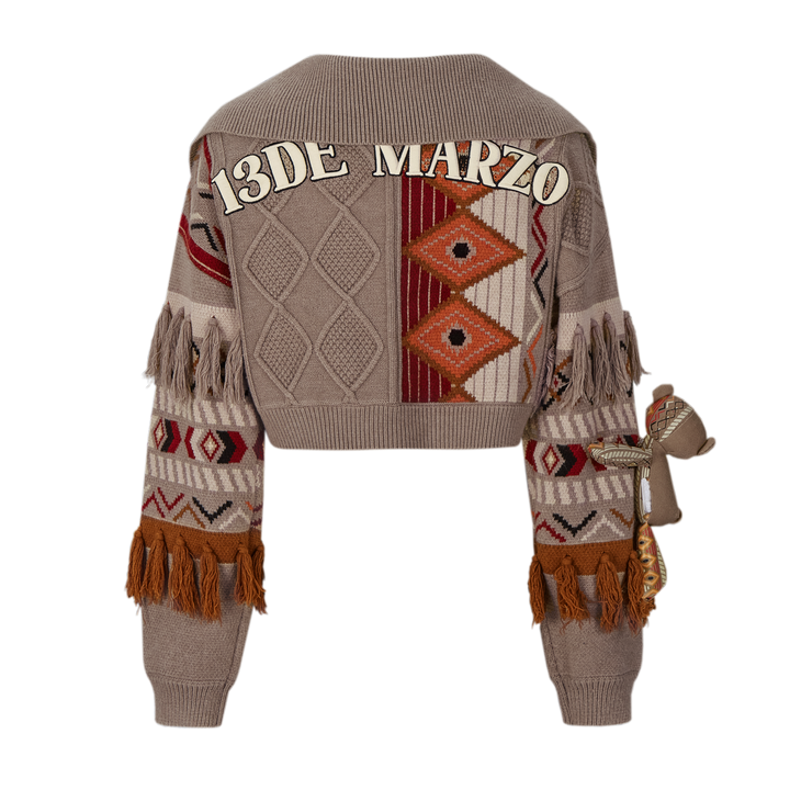 13De Marzo TRIBE HUNTING TOTEM SHORT SWEATER