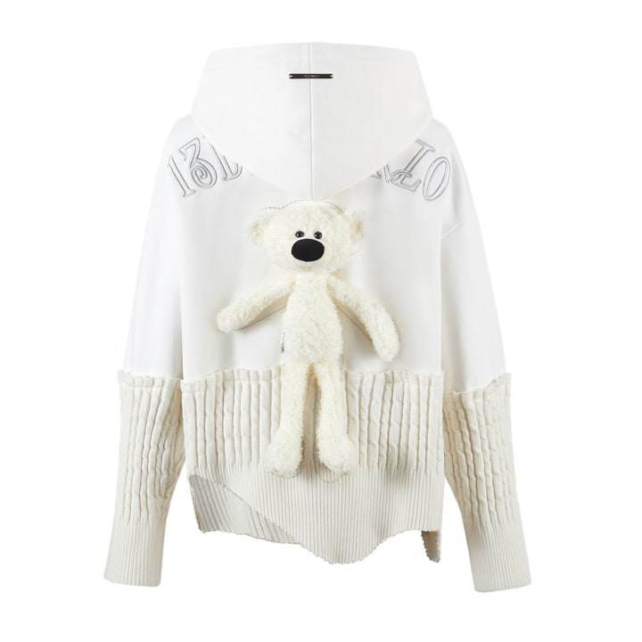 13De Marzo BEAR KNIT PATCH HOODIE SWEATER