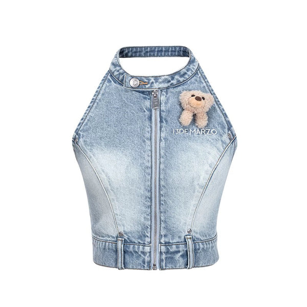 HALTER DENIM TOP