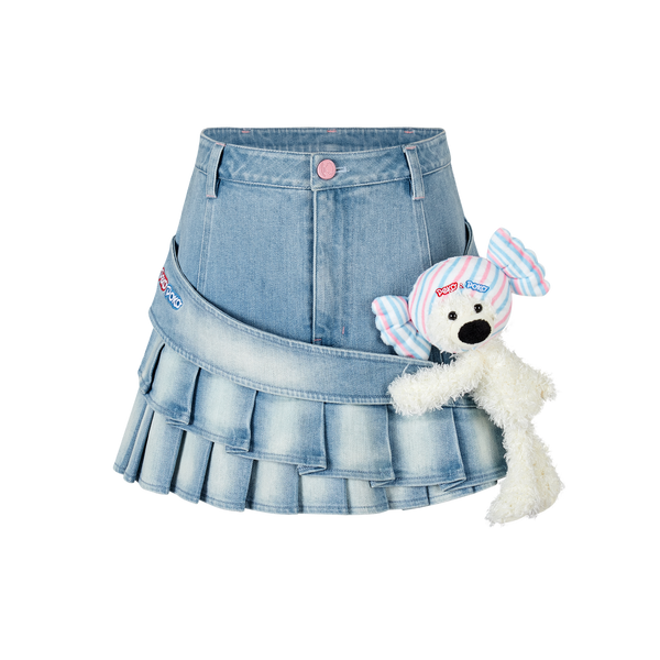 PEKO SWEETS BEAR DENIM SKIRT