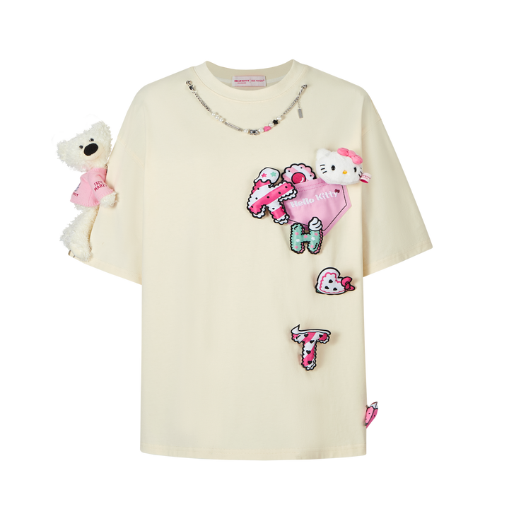 13De Marzo 13 DE MARZO X HELLO KITTY CAKE LETTER WASHED T-SHIRT