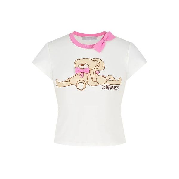 DOOZOO RIBBON COLLAR SLIM TOP