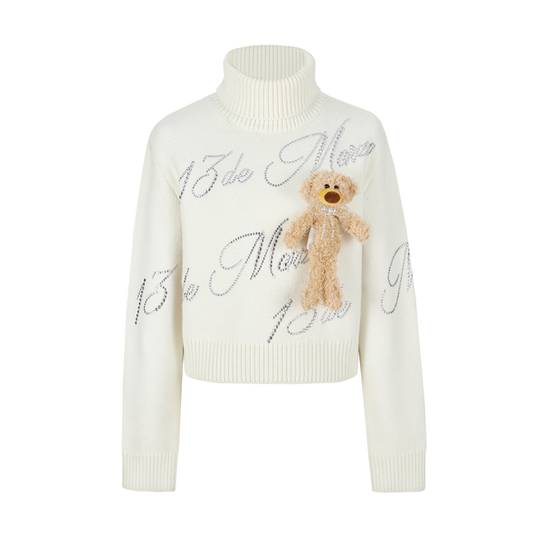 BEAR RHINESTONE LOGO SWEATER