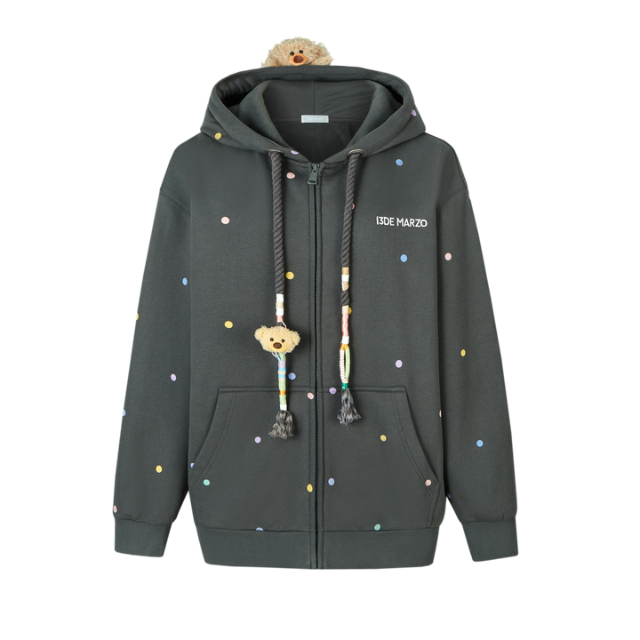 13De Marzo BEAR COLORFUL DOTS ZIP HOODIE